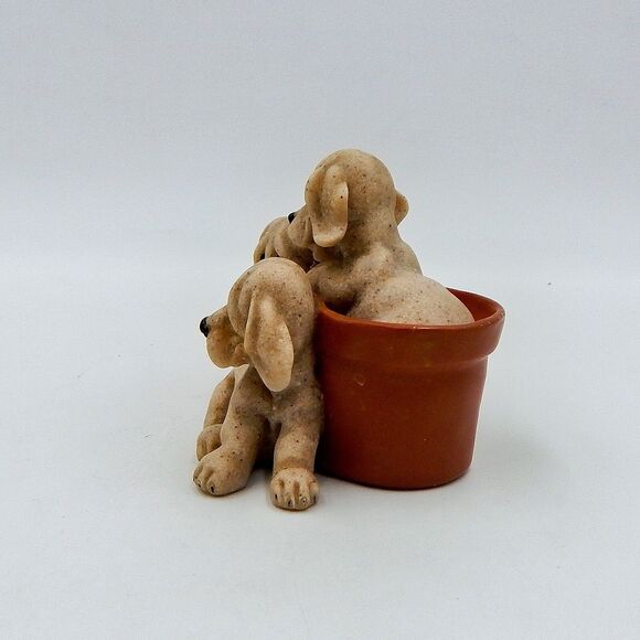 Quarry Critters Pit Stop 50164 3 Puppy Dogs In Planters Resin Figurine 2001 - Picture 2 of 10